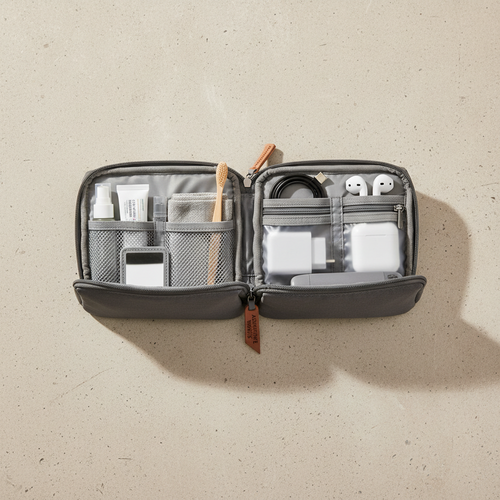Everyday Travel Pouch - open showing compartments